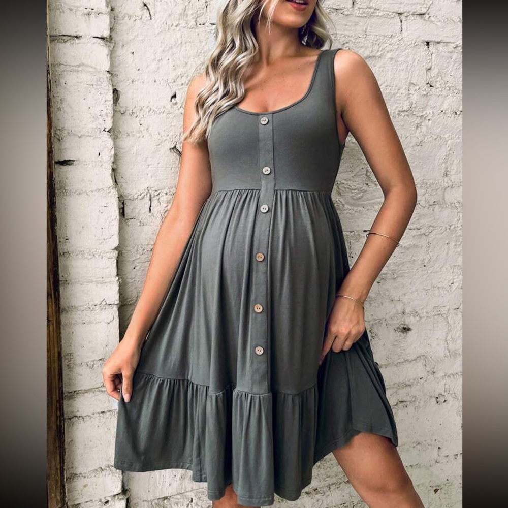 Olive green maternity dress